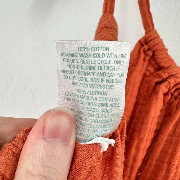 Kona Sol Dress Womens S Orange Cotton Gauzy Sleeveless Drawstring Beach Cover Up - Picture 7 of 7